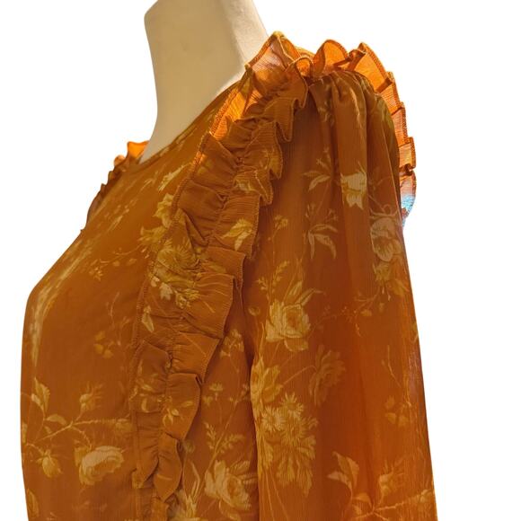 Madewell Mustard Floral Ruffle Peplum Blouse - Picture 10 of 10